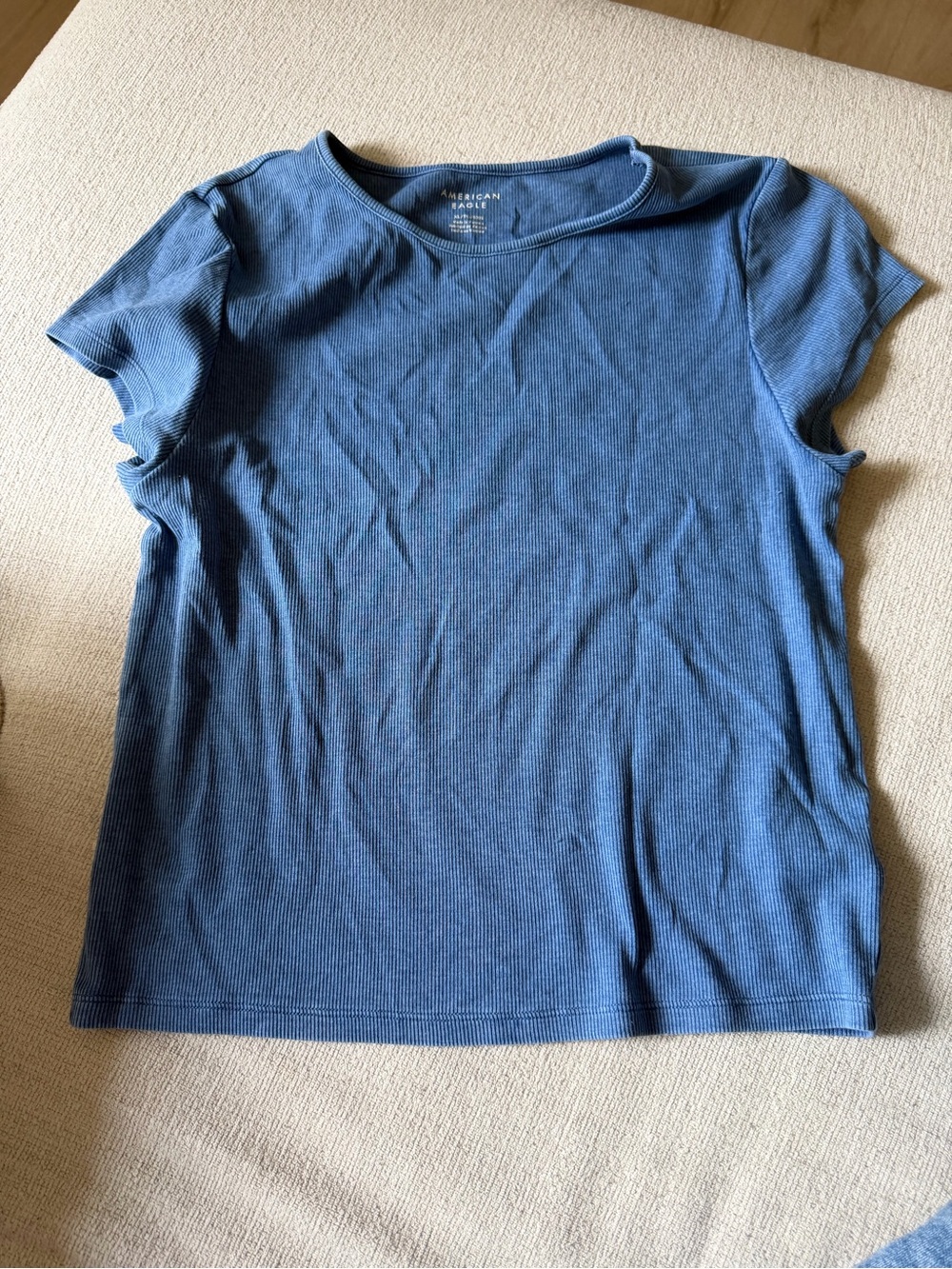 American Eagle Outfitters Slate Blue Ribbed Short Sleeve Tee